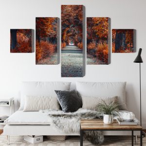 Peinture en plusieurs parties Un Chemin Au Fond De La Forêt D'automne – Image 4