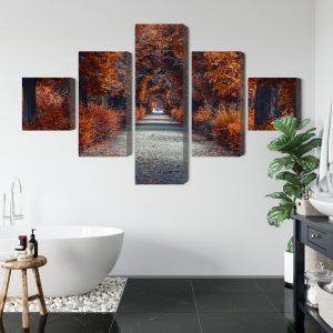 Peinture en plusieurs parties Un Chemin Au Fond De La Forêt D'automne – Image 5