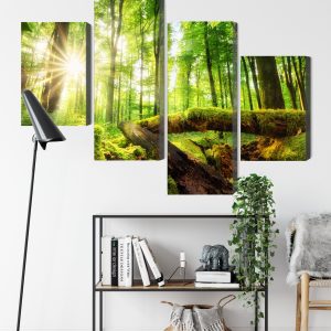 Peinture en plusieurs parties Rayons De Soleil Dans Une Forêt 3D – Image 9