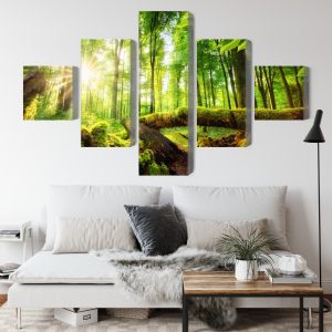 Peinture en plusieurs parties Rayons Du Soleil Dans La Forêt 3D – Image 4