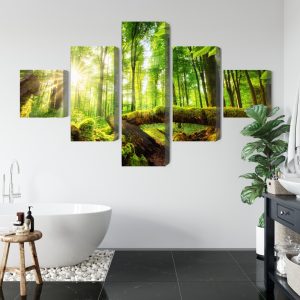 Peinture en plusieurs parties Rayons Du Soleil Dans La Forêt 3D – Image 5