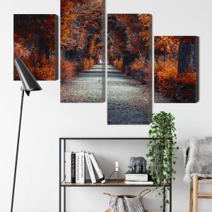 Peinture en plusieurs parties Un Chemin Au Fond De La Forêt D'automne – Image 9
