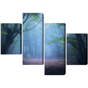 Peinture en plusieurs parties Paysage Forestier 3D Brumeux – Image 2