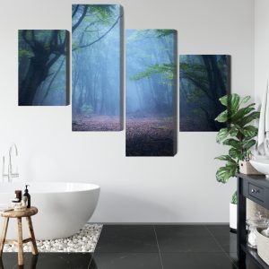 Peinture en plusieurs parties Paysage Forestier 3D Brumeux – Image 5