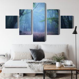 Peinture en plusieurs parties Paysage Forestier 3D Brumeux – Image 4