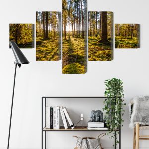 Peinture en plusieurs parties Paysage Forestier Ensoleillé 3D – Image 9