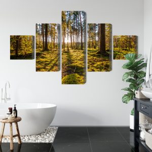 Peinture en plusieurs parties Paysage Forestier Ensoleillé 3D – Image 5
