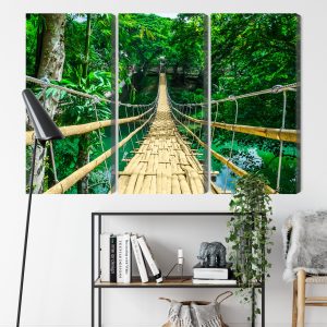 Peinture en plusieurs parties Pont En Bambou Dans La Forêt Tropicale – Image 9