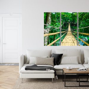 Peinture en plusieurs parties Pont En Bambou Dans La Forêt Tropicale – Image 6