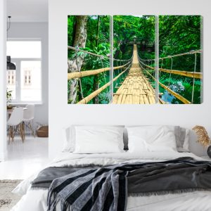 Peinture en plusieurs parties Pont En Bambou Dans La Forêt Tropicale – Image 7