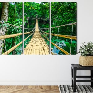 Peinture en plusieurs parties Pont En Bambou Dans La Forêt Tropicale – Image 8