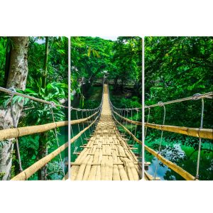 Peinture en plusieurs parties Pont En Bambou Dans La Forêt Tropicale – Image 2