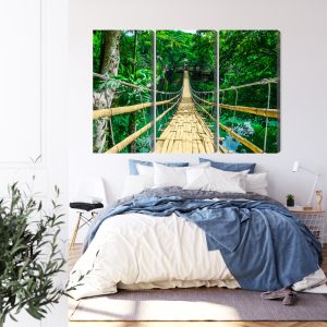 Peinture en plusieurs parties Pont En Bambou Dans La Forêt Tropicale – Image 3