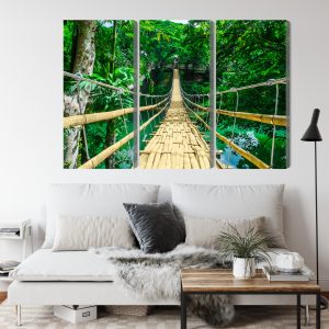 Peinture en plusieurs parties Pont En Bambou Dans La Forêt Tropicale – Image 4
