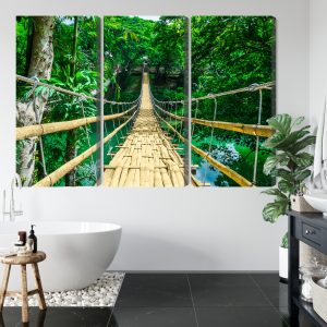 Peinture en plusieurs parties Pont En Bambou Dans La Forêt Tropicale – Image 5