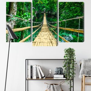 Peinture en plusieurs parties Pont En Bambou Dans La Forêt Tropicale – Image 9