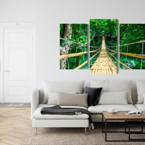 Peinture en plusieurs parties Pont En Bambou Dans La Forêt Tropicale – Image 6