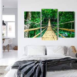 Peinture en plusieurs parties Pont En Bambou Dans La Forêt Tropicale – Image 7