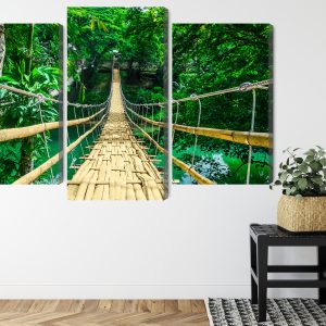 Peinture en plusieurs parties Pont En Bambou Dans La Forêt Tropicale – Image 8