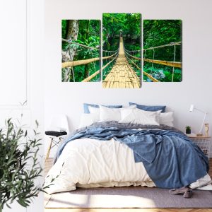 Peinture en plusieurs parties Pont En Bambou Dans La Forêt Tropicale – Image 3