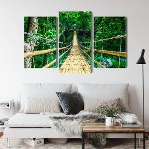 Peinture en plusieurs parties Pont En Bambou Dans La Forêt Tropicale – Image 4