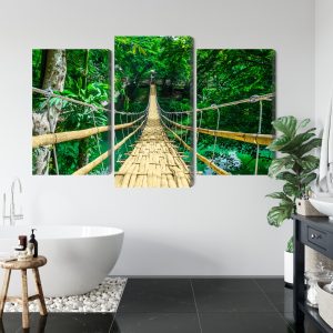 Peinture en plusieurs parties Pont En Bambou Dans La Forêt Tropicale – Image 5