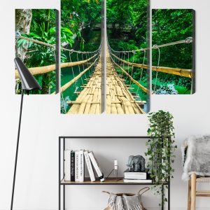 Peinture en plusieurs parties Pont En Bambou Dans La Forêt Tropicale – Image 9