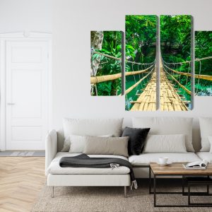 Peinture en plusieurs parties Pont En Bambou Dans La Forêt Tropicale – Image 6