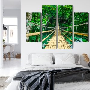 Peinture en plusieurs parties Pont En Bambou Dans La Forêt Tropicale – Image 7