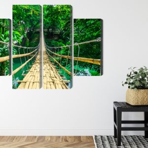 Peinture en plusieurs parties Pont En Bambou Dans La Forêt Tropicale – Image 8