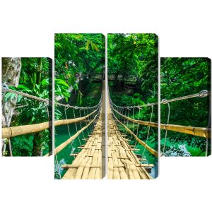 Peinture en plusieurs parties Pont En Bambou Dans La Forêt Tropicale – Image 2