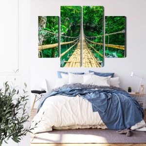 Peinture en plusieurs parties Pont En Bambou Dans La Forêt Tropicale – Image 3