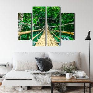 Peinture en plusieurs parties Pont En Bambou Dans La Forêt Tropicale – Image 4