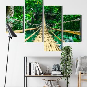Peinture en plusieurs parties Pont En Bambou Dans La Forêt Tropicale – Image 9