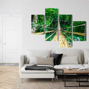 Peinture en plusieurs parties Pont En Bambou Dans La Forêt Tropicale – Image 6