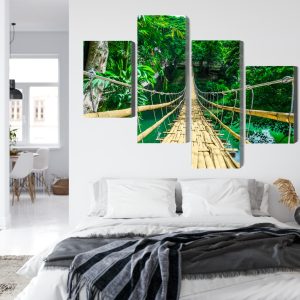 Peinture en plusieurs parties Pont En Bambou Dans La Forêt Tropicale – Image 7