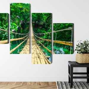 Peinture en plusieurs parties Pont En Bambou Dans La Forêt Tropicale – Image 8