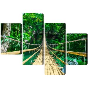 Peinture en plusieurs parties Pont En Bambou Dans La Forêt Tropicale – Image 2