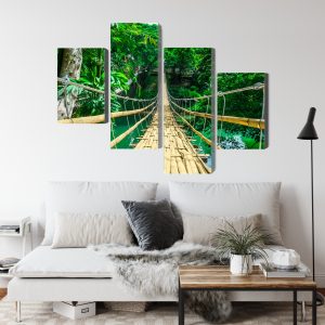Peinture en plusieurs parties Pont En Bambou Dans La Forêt Tropicale – Image 4