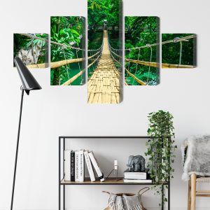 Peinture en plusieurs parties Pont En Bambou Dans Une Forêt Tropicale – Image 9