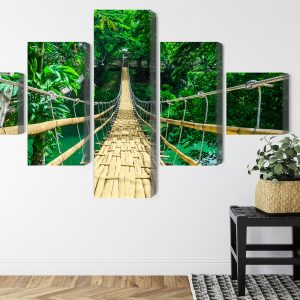 Peinture en plusieurs parties Pont En Bambou Dans Une Forêt Tropicale – Image 8