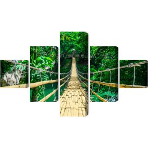 Peinture en plusieurs parties Pont En Bambou Dans Une Forêt Tropicale – Image 2