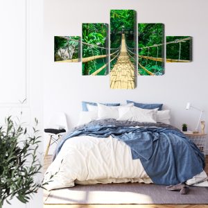 Peinture en plusieurs parties Pont En Bambou Dans Une Forêt Tropicale – Image 3