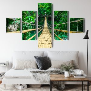 Peinture en plusieurs parties Pont En Bambou Dans Une Forêt Tropicale – Image 4