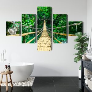 Peinture en plusieurs parties Pont En Bambou Dans Une Forêt Tropicale – Image 5