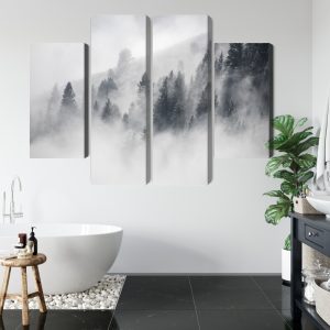Peinture en plusieurs parties La Forêt Est Enveloppée De Brouillard – Image 5