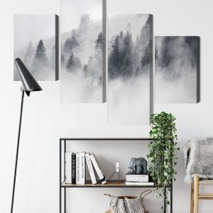 Peinture en plusieurs parties Forêt Couverte De Brouillard – Image 9