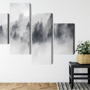 Peinture en plusieurs parties Forêt Couverte De Brouillard – Image 8