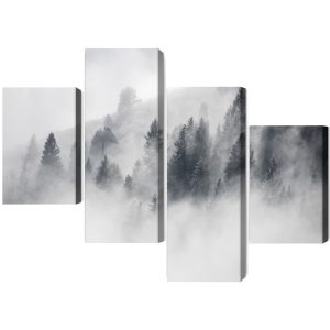 Peinture en plusieurs parties Forêt Couverte De Brouillard – Image 2