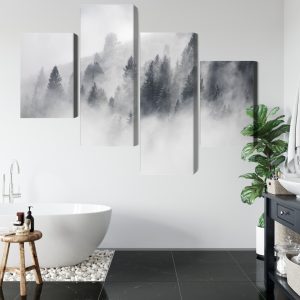 Peinture en plusieurs parties Forêt Couverte De Brouillard – Image 5